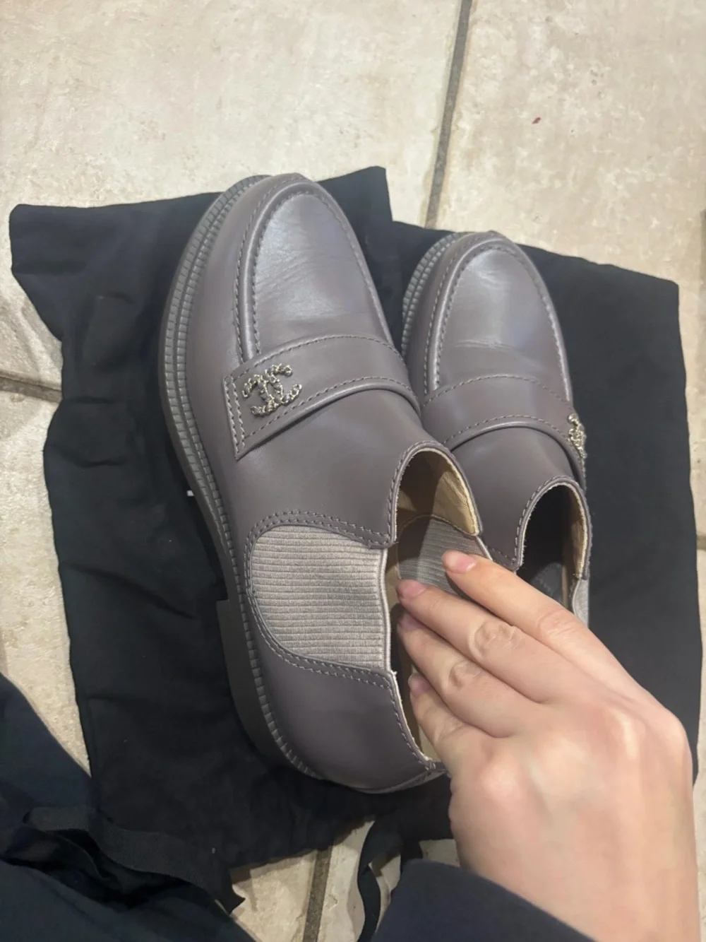 CHANEL Women's Leather Loafers with Gold Logo - Picture 8 of 15